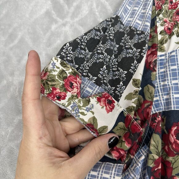 Vtg Patchwork Camp Shirt Women 18/20W Floral Button Up Cottagecore Granny Preppy - Picture 5 of 9